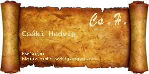 Csáki Hedvig névjegykártya